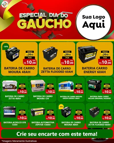 Modelo de Rede Social para Feed Instagram com o tema Especial Dia do Gaúcho para Baterias Elétricas