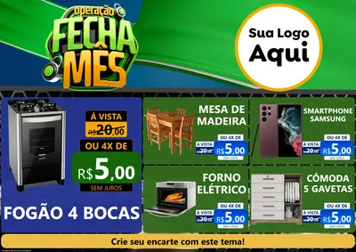 Modelo de Encarte para Encarte A4 Horizontal com o tema Operação Fecha Mês para Móveis e Eletro