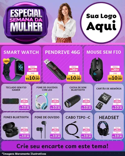 Modelo de Rede Social para Feed Instagram com o tema Especial Semana da Mulher para Informática