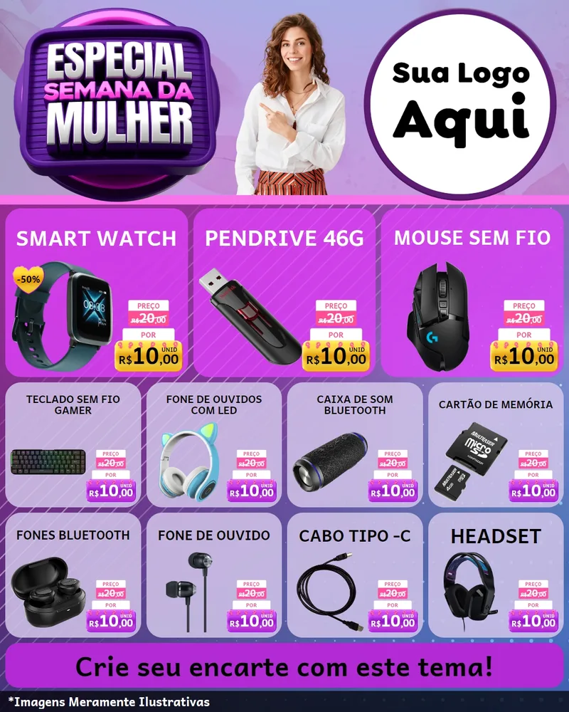 Modelo de Rede Social para Feed Instagram com o tema Especial Semana da Mulher para Informática