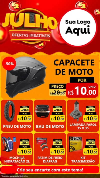 Modelo de Rede Social para Stories com o tema Julho Ofertas Imbatíveis para Moto peças