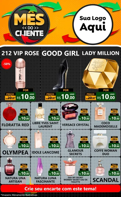 Modelo de Encarte para Encarte Grande com o tema Mês do Cliente para Perfumes