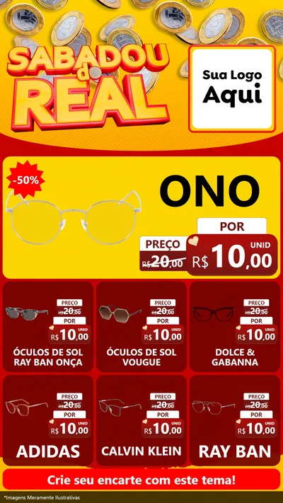 Modelo de Rede Social para Stories com o tema Sabadou do Real para Óticas