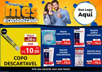 Modelo de Encarte para Encarte A4 Horizontal com o tema Comece O Mês Economizando para Embalagens