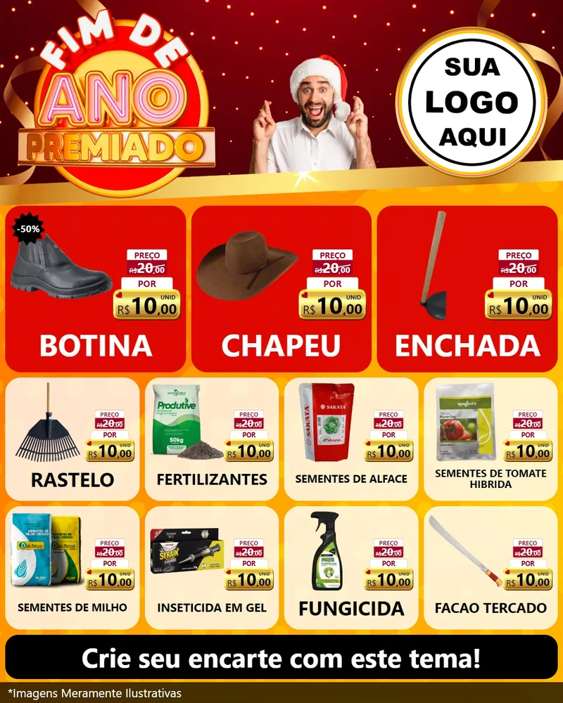 Modelo de Rede Social para Feed Instagram com o tema Fim de Ano Premiado para Agropecuária