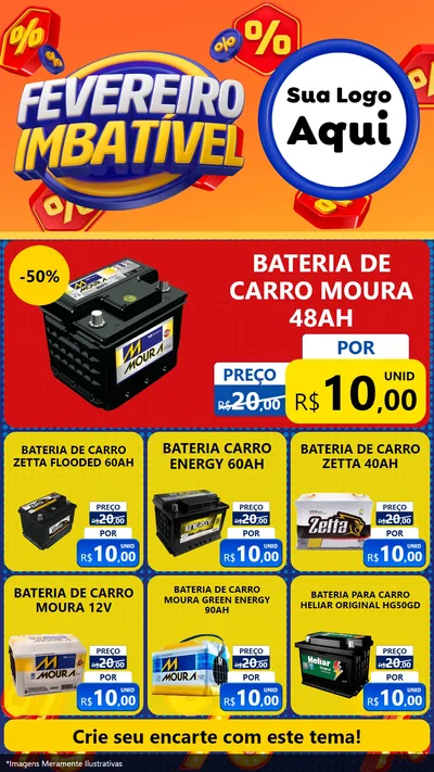 Modelo de Rede Social para Stories com o tema Fevereiro Imbatível para Baterias Elétricas