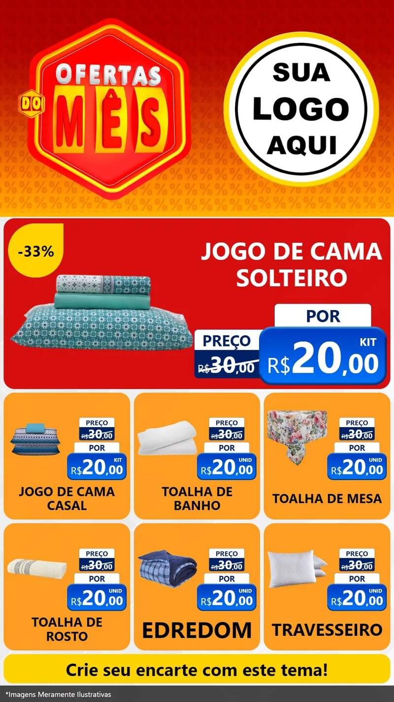 Modelo de Rede Social para Stories com o tema Ofertas do Mês para Cama, Mesa e Banho