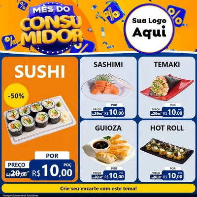 Modelo de Rede Social para Feed Facebook com o tema Mês do Consumidor para Comida japonesa
