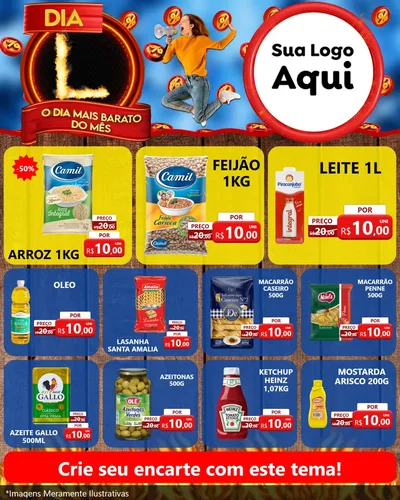Modelo de Rede Social para Feed Instagram com o tema Dia L - O Dia Mais Barato Do Mês para Supermercado