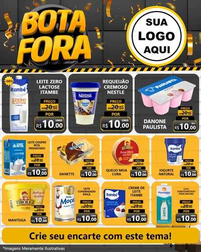 Modelo de Rede Social para Feed Instagram com o tema Bota Fora para Frios e Laticínios