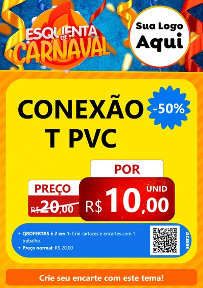 Modelo de Cartaz para Cartaz A4 Vertical com o tema Esquenta de Carnaval para Tubos e conexões
