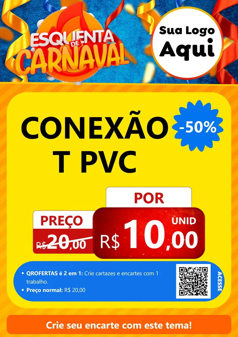 Modelo de Cartaz para Cartaz A4 Vertical com o tema Esquenta de Carnaval para Tubos e conexões