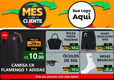 Modelo de Encarte para Encarte A4 Horizontal com o tema Mês do Cliente para Roupas e acessórios