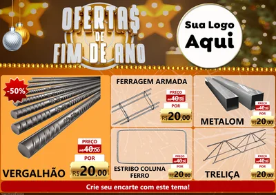 Modelo de Encarte para Encarte A4 Horizontal com o tema Ofertas de Fim de Ano para Ferragens