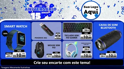 Modelo de TV para TV Horizontal com o tema Promoção de Aniversário - 15 Anos para Informática
