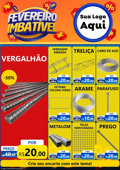 Modelo de Encarte para Encarte A4 Vertical com o tema Fevereiro Imbatível para Ferragens