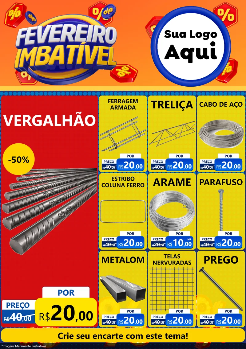 Modelo de Encarte para Encarte A4 Vertical com o tema Fevereiro Imbatível para Ferragens