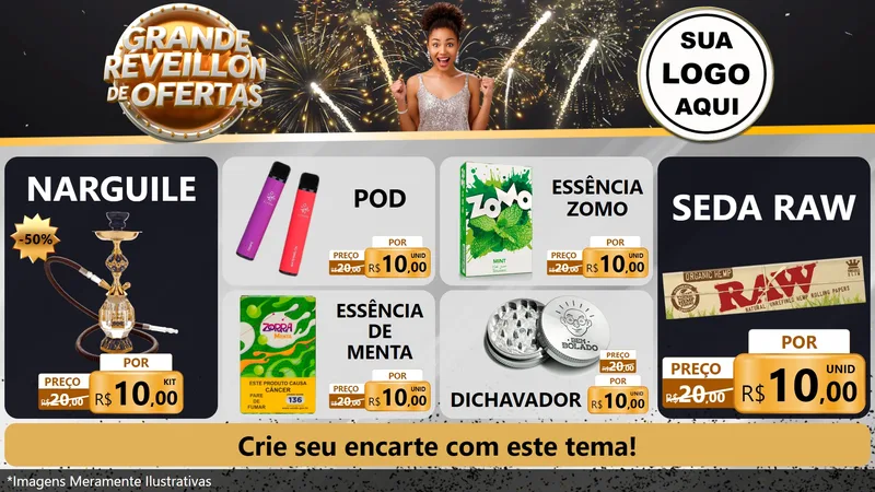 Modelo de TV para TV Horizontal com o tema Grande Réveillon de Ofertas para Tabacaria