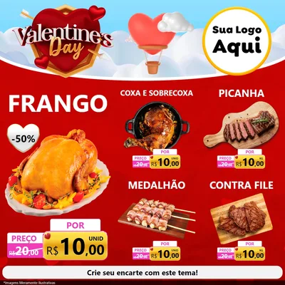 Modelo de Rede Social para Feed Facebook com o tema Valentine's Day para Assados