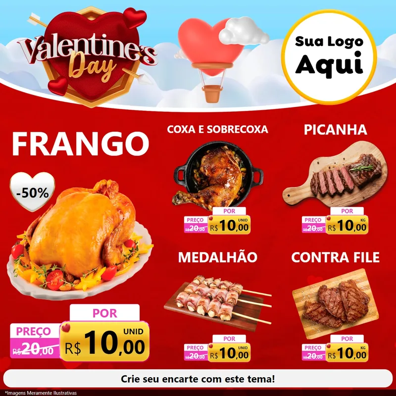 Modelo de Rede Social para Feed Facebook com o tema Valentine's Day para Assados