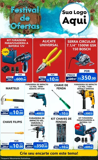 Modelo de Encarte para Encarte Grande com o tema Festival de Ofertas - Inverno para Maquinas e Ferramentas