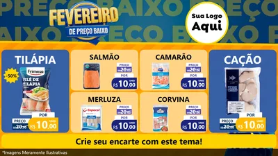 Modelo de TV para TV Horizontal com o tema Fevereiro de Preço Baixo para Peixaria