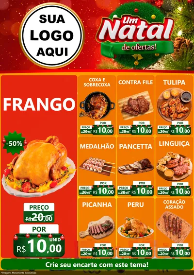 Modelo de Encarte para Encarte A4 Vertical com o tema Um Natal de Ofertas para Assados