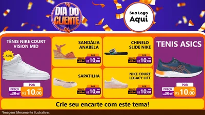Modelo de TV para TV Horizontal com o tema Dia do Cliente para Calçados