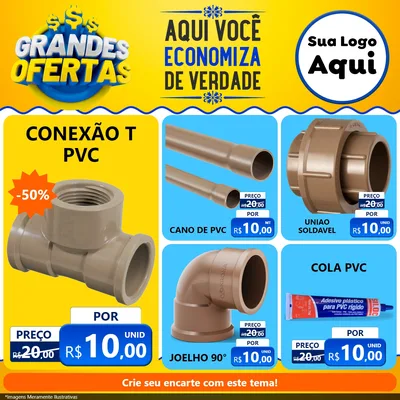 Modelo de Rede Social para Feed Facebook com o tema Grandes Ofertas para Tubos e conexões