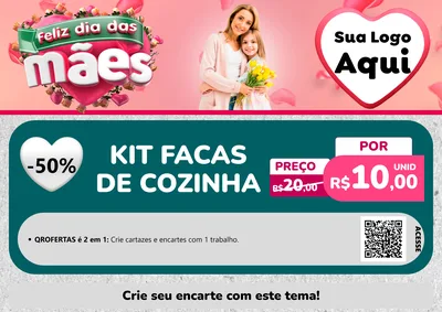 Modelo de Cartaz para Cartaz A4 Horizontal com o tema Feliz Dia das Mães para Utilidades Domésticas