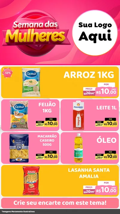 Modelo de TV para TV Vertical com o tema Semana das Mulheres para Supermercado