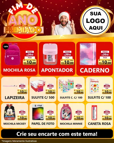 Modelo de Rede Social para Feed Instagram com o tema Fim de Ano Premiado para Papelaria