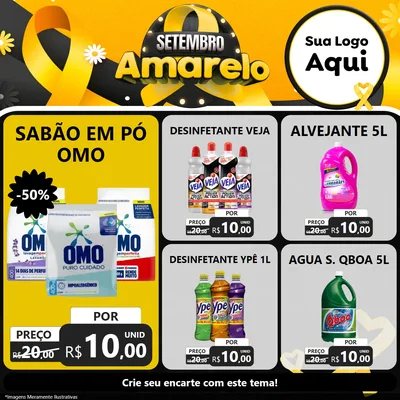 Modelo de Rede Social para Feed Facebook com o tema Setembro Amarelo para Produtos de Limpeza