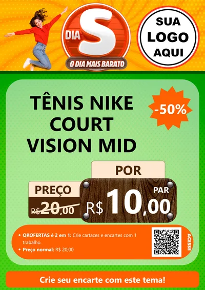 Modelo de Cartaz para Cartaz A4 Vertical com o tema Dia S - O Dia Mais Barato para Calçados