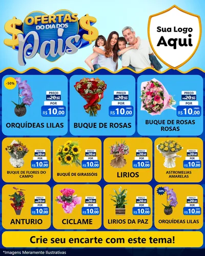 Modelo de Rede Social para Feed Instagram com o tema Ofertas do Dia dos Pais para Floricultura e jardim