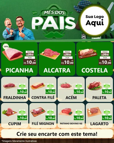 Modelo de Rede Social para Feed Instagram com o tema Mês dos Pais para Açougue