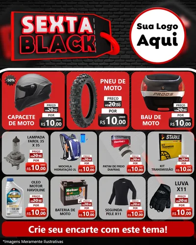 Modelo de Rede Social para Feed Instagram com o tema Sexta Black para Moto peças