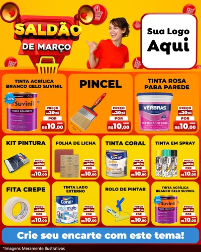 Modelo de Rede Social para Feed Instagram com o tema Saldão de Março para Tintas e Ferramentas