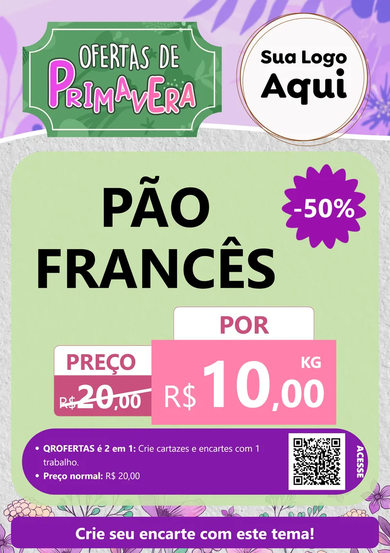 Modelo de Cartaz para Cartaz A4 Vertical com o tema Ofertas de Primavera para Padaria