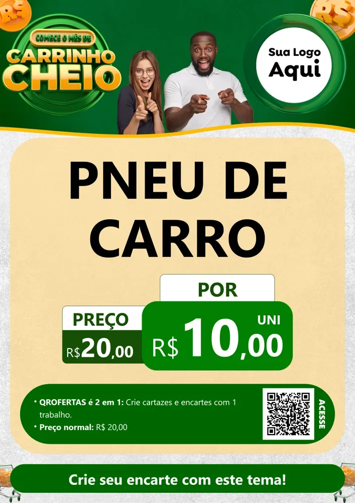 Modelo de Cartaz para Cartaz A4 Vertical com o tema Carrinho Cheio para Auto peças