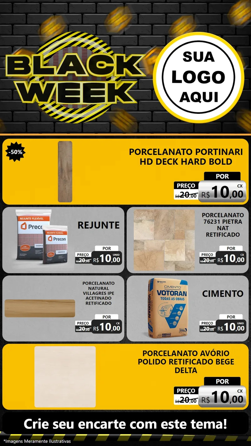 Modelo de TV para TV Vertical com o tema Black Week para Pisos e revestimentos