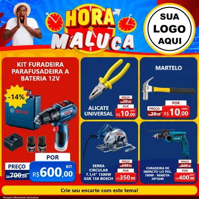 Modelo de Rede Social para Feed Facebook com o tema Hora Maluca para Maquinas e Ferramentas