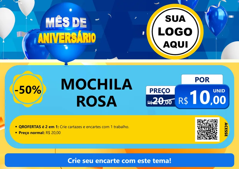 Modelo de Cartaz para Cartaz A4 Horizontal com o tema Mês de Aniversário para Papelaria