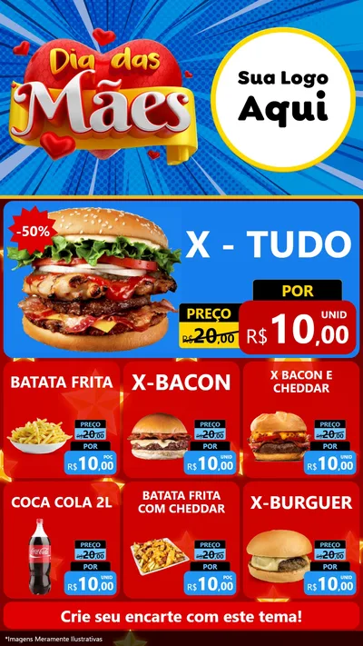 Modelo de Rede Social para Stories com o tema Dia das Mães para Hamburgueria