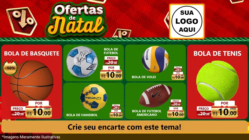 Modelo de TV para TV Horizontal com o tema Ofertas de Natal para Artigos Esportivos