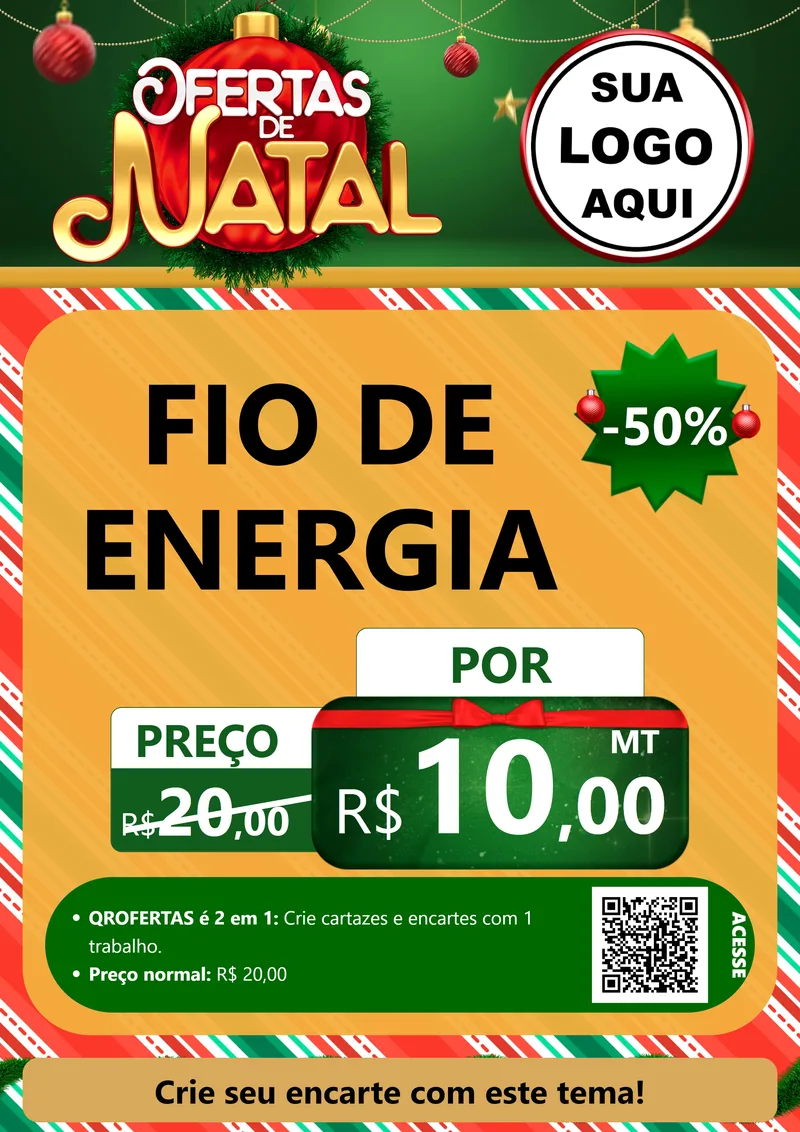 Modelo de Cartaz para Cartaz A4 Vertical com o tema Ofertas de Natal para Materiais Elétricos