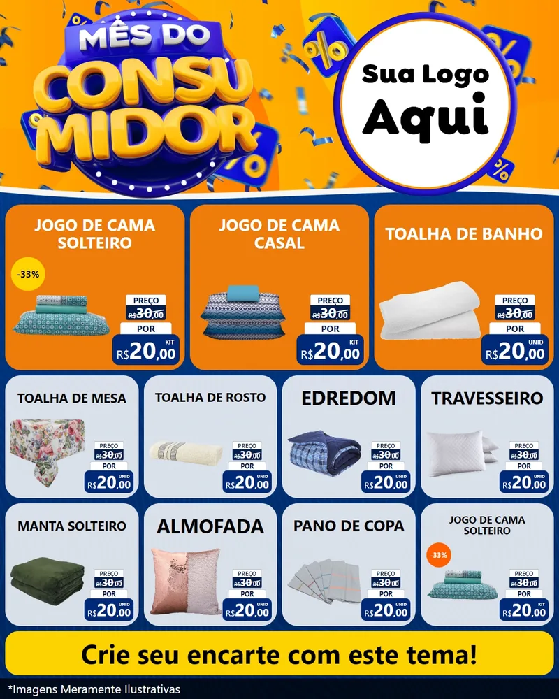 Modelo de Rede Social para Feed Instagram com o tema Mês do Consumidor para Cama, Mesa e Banho