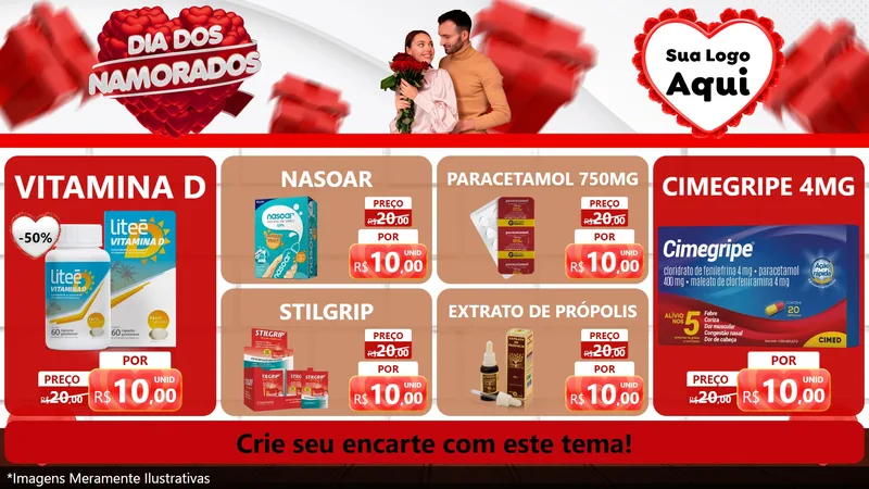 Modelo de TV para TV Horizontal com o tema Dia dos Namorados para Farmácia