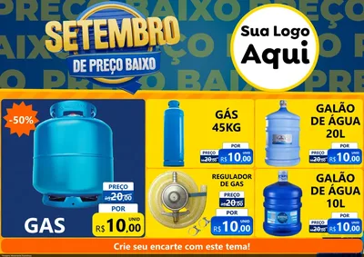 Modelo de Encarte para Encarte A4 Horizontal com o tema Setembro De Preço Baixo para Água e gás
