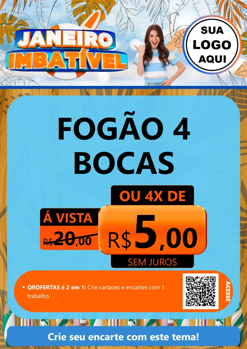 Modelo de Cartaz para Cartaz A4 Vertical com o tema Janeiro Imbatível para Móveis e Eletro